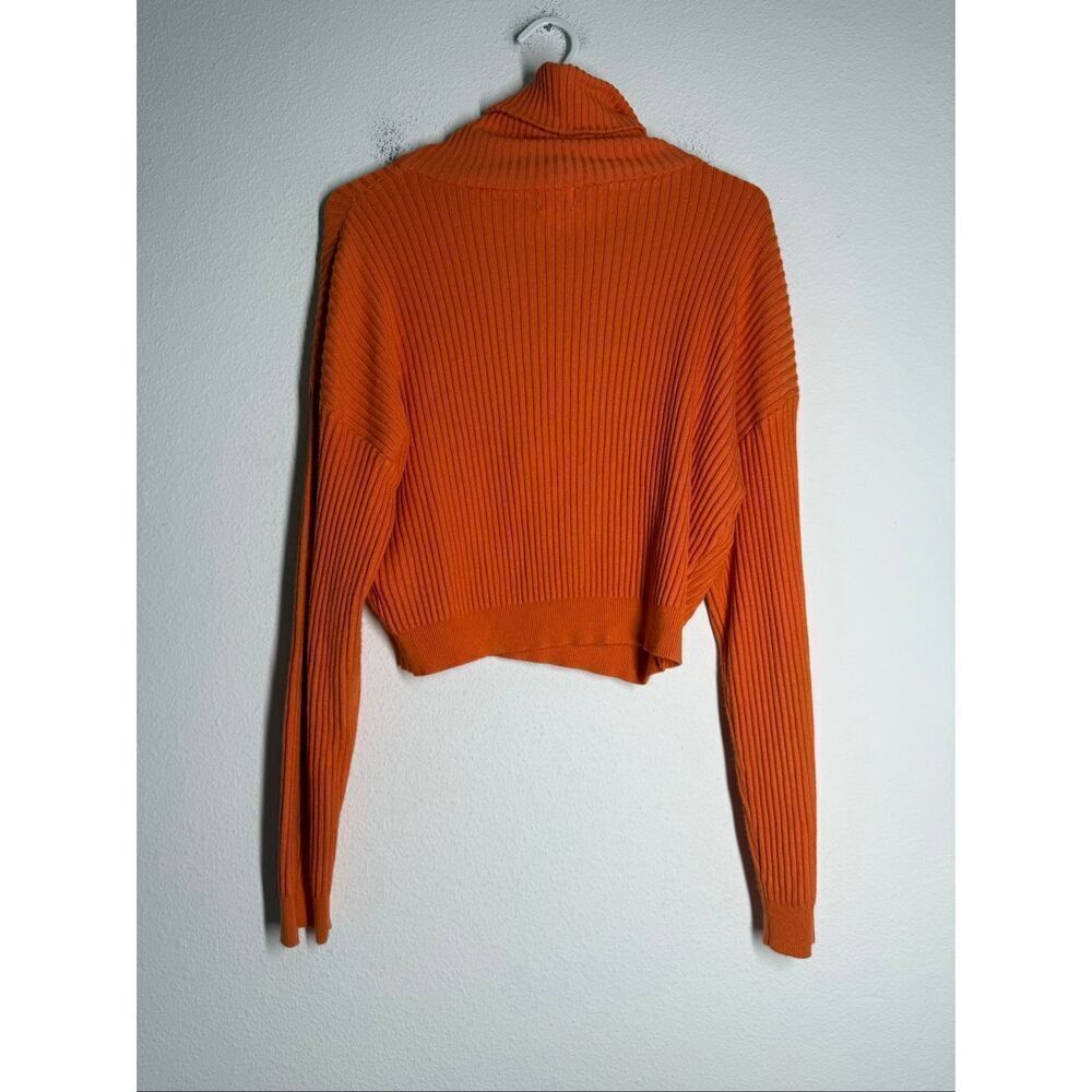 Cotton ON  Womens's Crop Rib Half Zip  Sweater Fiery Orange  Sz L See Notes - Picture 4 of 13